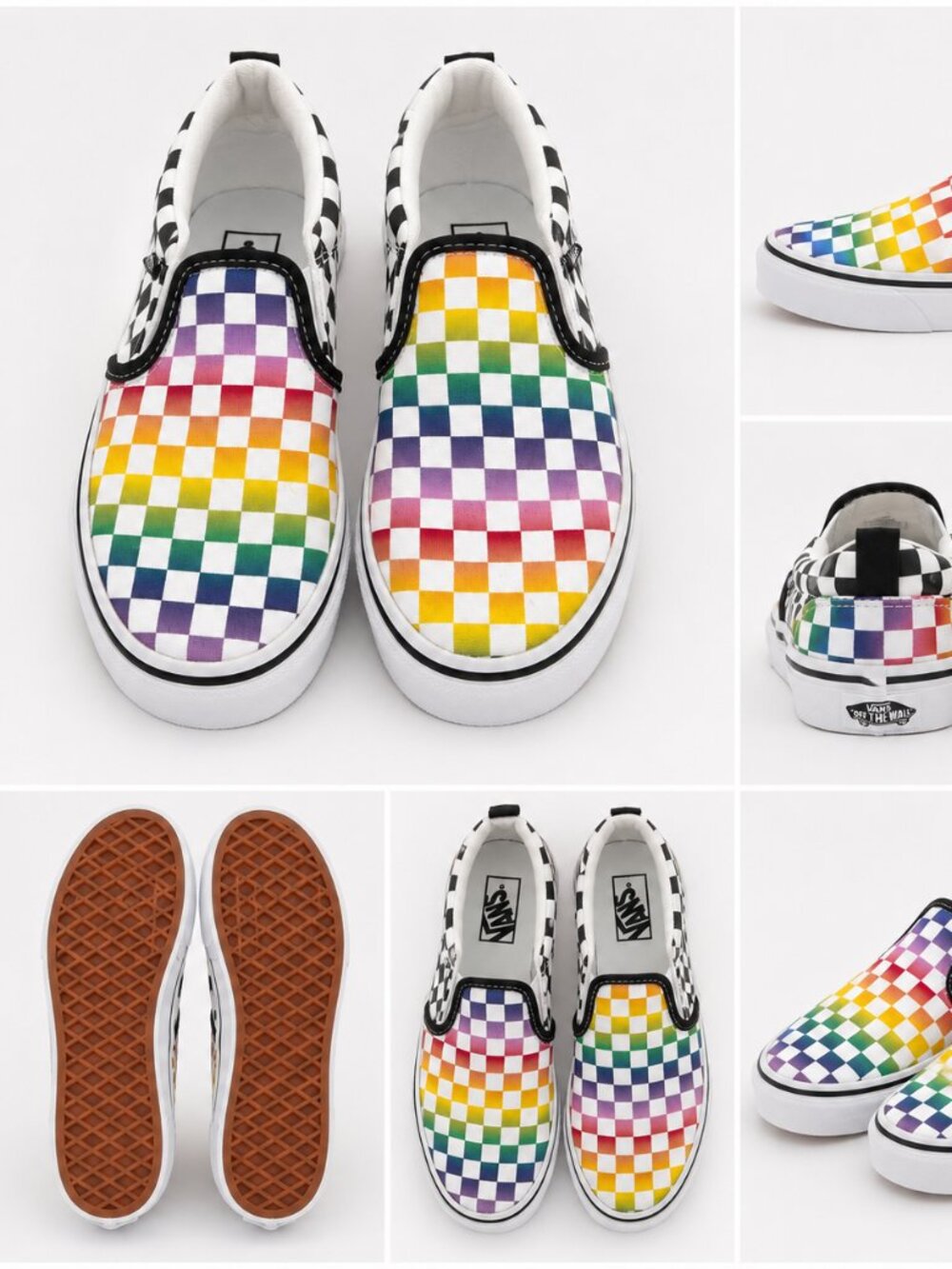 Vans Rainbow Checkerboard Slip-On Shoes Girls Size 2 – Never Worn
